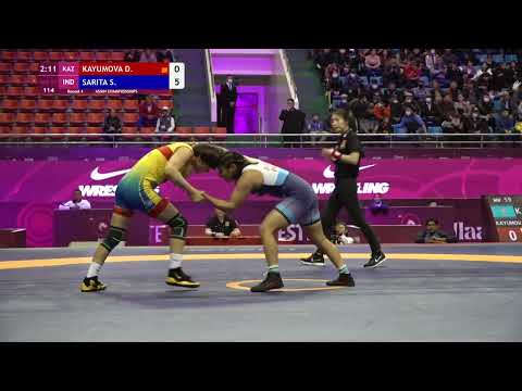 Round 4 WW - 59 kg: D. KAYUMOVA (KAZ) v. S. SARITA (IND)