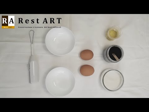 La preparazione della tempera grassa all'uovo - The preparation of the egg oil tempera