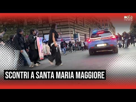 Manifestazione a Roma, scontri a Santa Maria Maggiore. Fermati circa 100 manifestanti