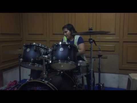 Nurvi performe on drums girl drummer