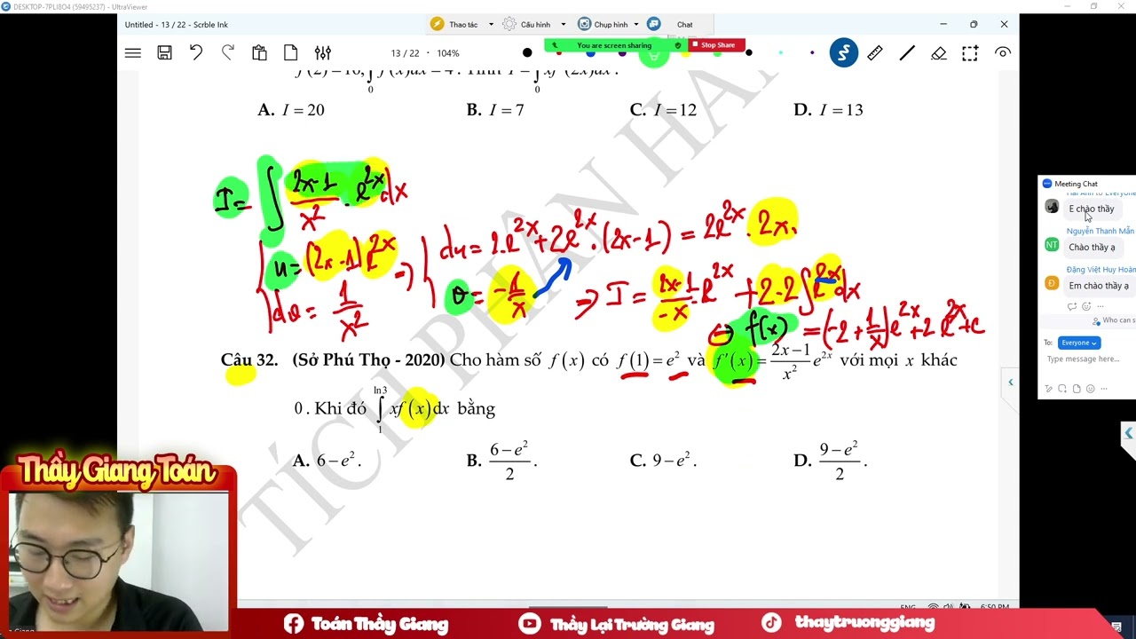 TỔNG ÔN TÍCH PHÂN HÀM ẨN (BUỔI 3)