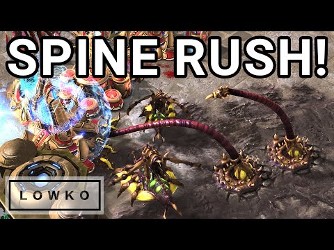 StarCraft 2: herO gets SPINE CRAWLER Rushed!