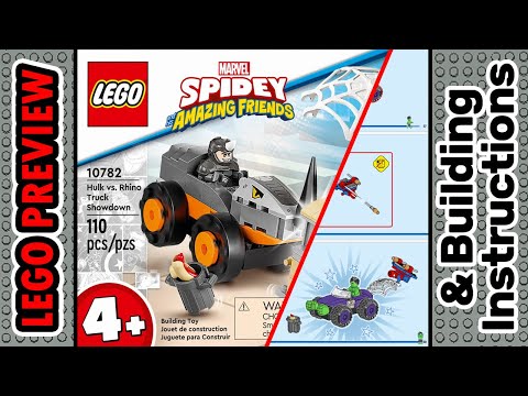 PREVIEW: 10782, LEGO MARVEL, Hulk vs. Rhino Truck Showdown & Building Instructions! LEGO 2022