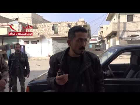 مرافقة قادة لواء السلطان مراد لعناصر الهلال الاحمر  في حي الميدان في مدينة حلب رغم اختراق النظام للهدنة الموقعة