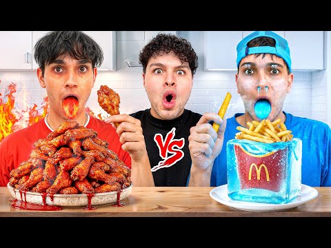 ICY VS HOT FOOD CHALLENGE! WITH @LucasandMarcus