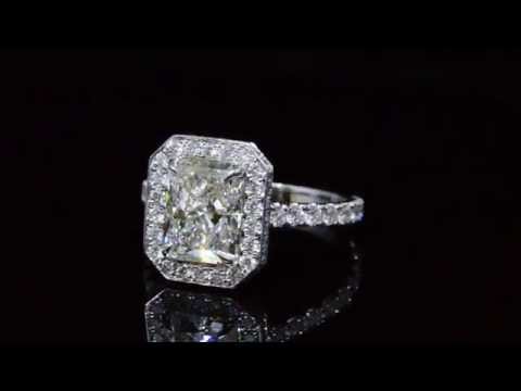 3.10 Ct  Radiant Cut Diamond Halo engagement Ring # 22258