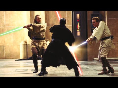 Qui-Gon Jinn & Obi-Wan Kenobi vs Darth Maul [4K HDR] - Star Wars: The Phantom Menace