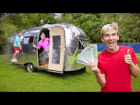 POND MONSTER FOUND INSIDE BACKYARD CAMPER CHALLENGE!! (Last To Leave Gets $10,000) Video