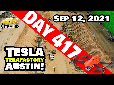 Tesla Gigafactory Austin 4K  Day 417 - 9/12/21 - Terafactory TX - BUSY FOR A SUNDAY AT GIGA TEXAS!