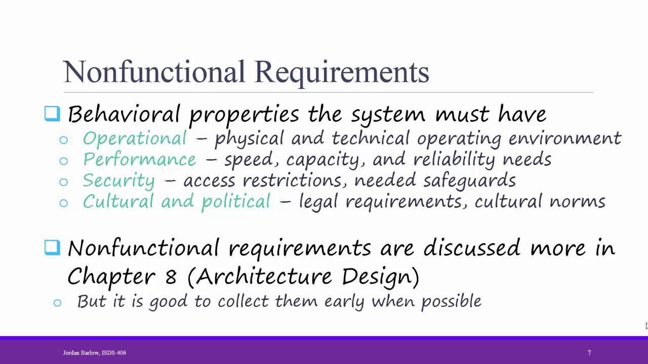 Systems Analysis & Design - Ch 3 - Requirement Types and Documentation