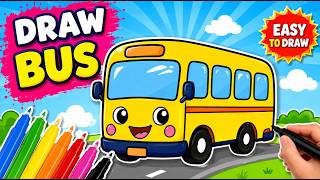 🚌Let's learn How to Draw a BUS | Easy Bus Drawing for Kids