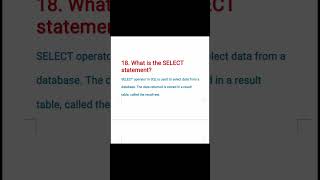 18.What is the SELECT statement? | #sqlinterviewquestions  #sql #databases 