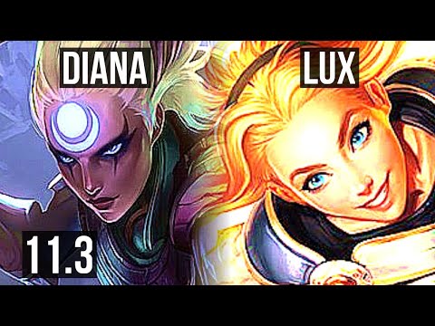 DIANA vs LUX (MID) | 7 solo kills, 1200+ games, 900K mastery | BR Grandmaster | v11.3