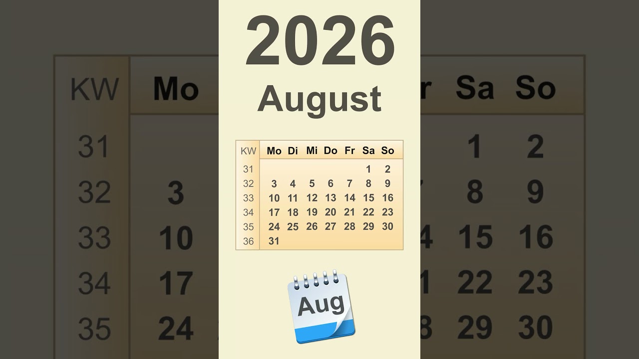 Kalender August 2026