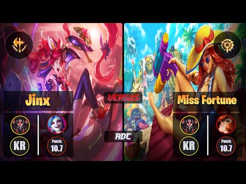GrandMaster JINX [Conqueror] (ADC) VS  MISS FORTUNE - Grandmaster KR Patch 10.7