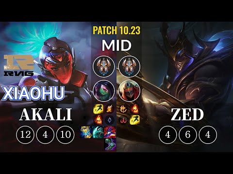 RNG Xiaohu Akali vs Zed Mid - KR Patch 10.23