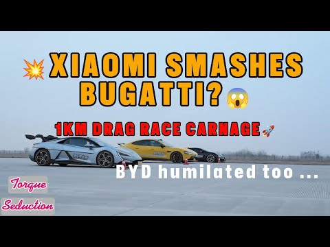 XiaoMi SU7 Ultra HUMILIATES Bugatti Veyron and BYD U9 in 1 km Drag Race‼️😱🚗#xiaomisu7ultra #evvsgas