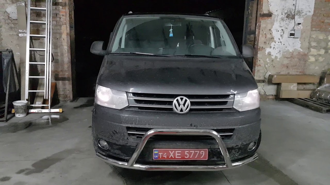 Volkswagen T5 2010-2015 гг. Кенгурятник WT006ST (нержавейка) Video 1