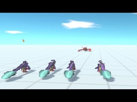 New Fish Red vs 4x Mini Raptor - Animal Revolt Battle Simulator