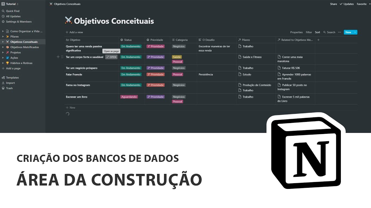 Como organizar sua vida com o Notion - Ep 4 - Criação dos Bancos de Dados