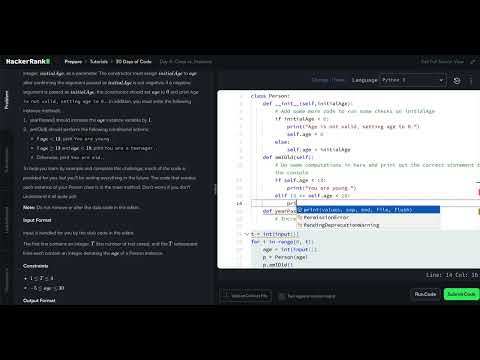 Hackerrank 30 Days Of Code Day 4 Class Vs Instance Python