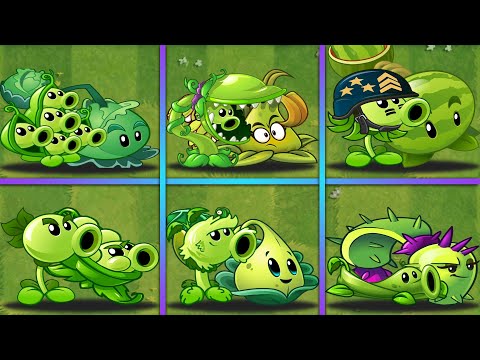 PvZ 2 - Best 6 PAIR GREEN Pea & Pult Team Plants Battlez - Who Will Win? - Team Plant vs Team Plant