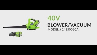 40V Blower/Vacuum- Model 2415002CA - How To Video