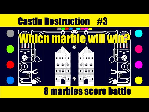 Castle Destruction #3 "Twin Towers" 8 marbles score battle - in Algodoo