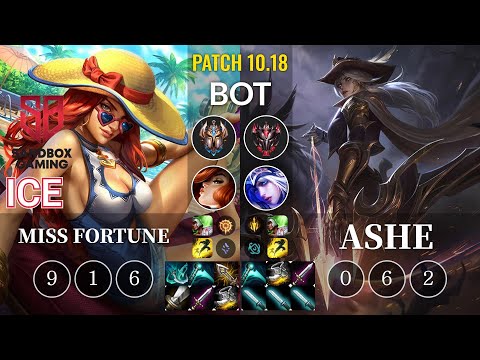 SB Ice Miss Fortune vs Ashe Bot - KR Patch 10.18