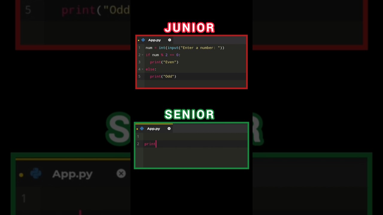 Junior vs senior python developer 🐍 | #python #coding #programming #shorts  @SamimXplore