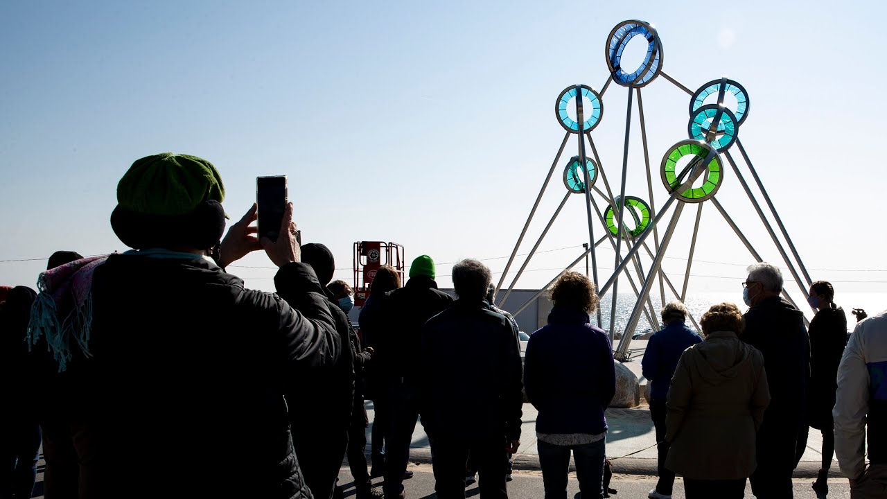'Celebrating Muskegon' sculpture at Pere Marquette beach