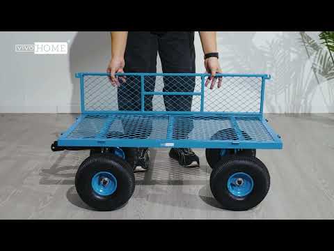 VIVOHOME Steel Garden Cart Folding Utility Tool Wagon with Removable Sides, 6 Colors