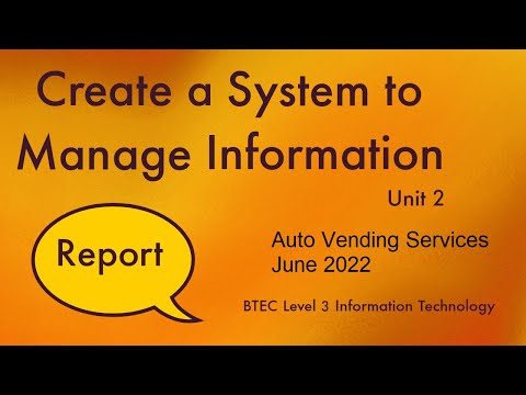 7b BTEC Level 3 Information Technology Unit 2 CSMI June 2022 Part A Activity 3 Auto Vending Services