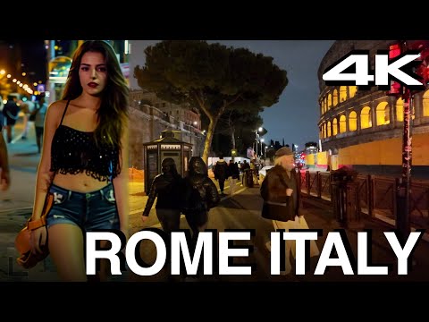 4K Night Walk Rome Italy | Rome Night Walk | No Talking