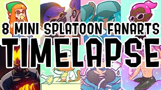 Timelapse of 8 Mini Splatoon Fanarts