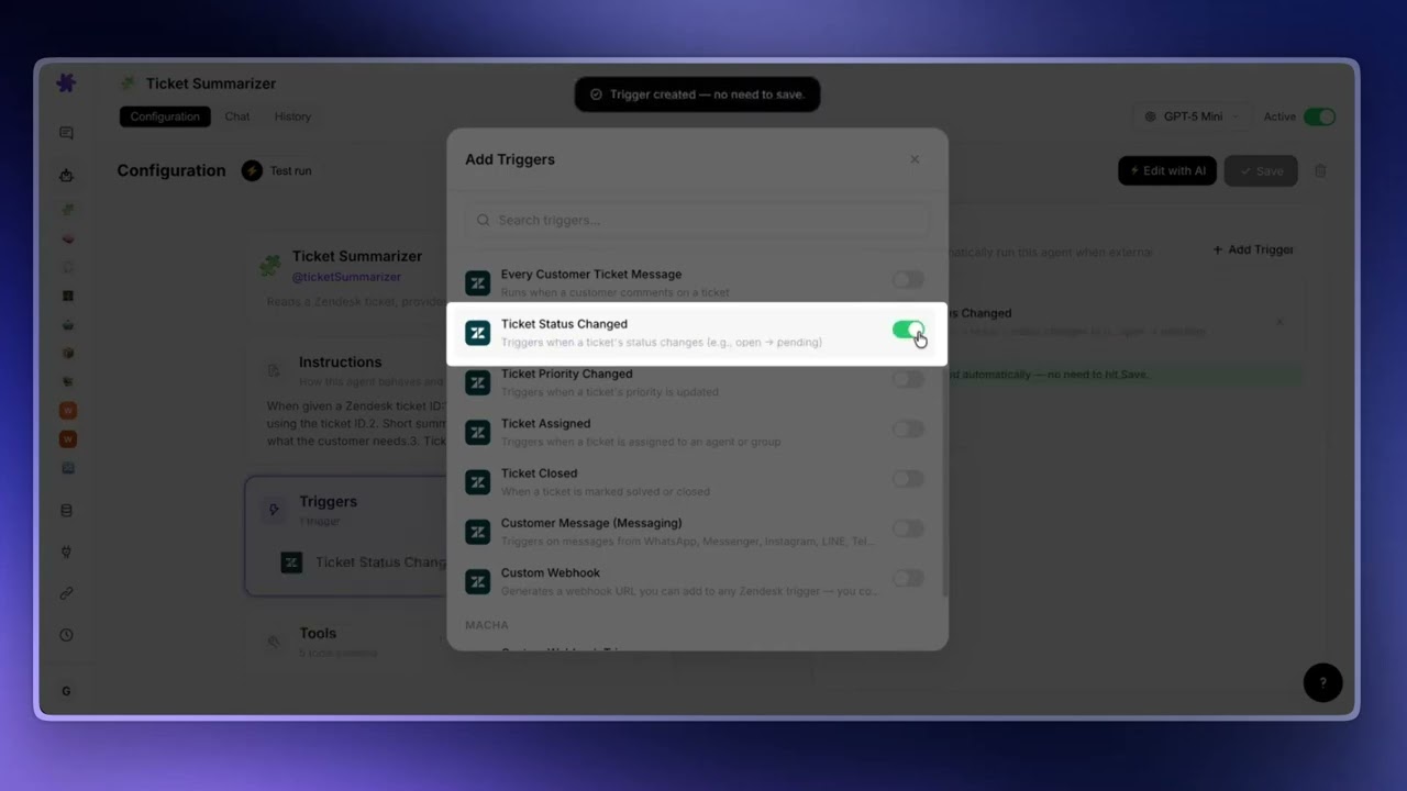 How to Set Up a Trigger on Your AI Agent