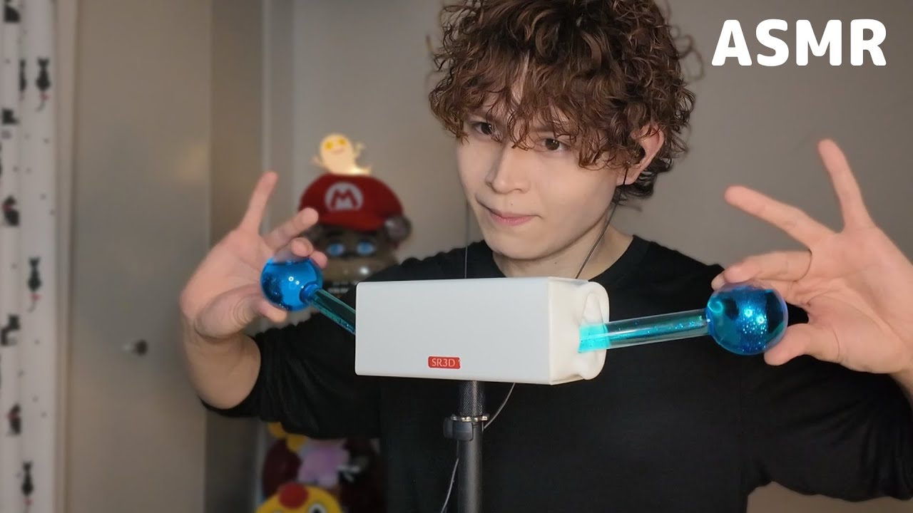 【ASMR】水入りガラスでグニュグニュ耳マッサージ Water Glass Ear Massage【SR3D】