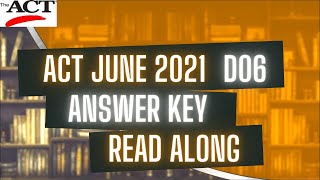 ACT June 2021 (DO6) Answer Key Read Along