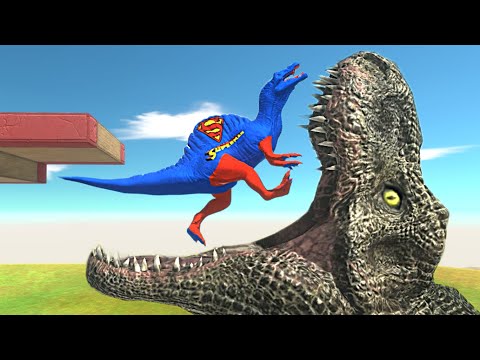 Dinosaurs vs Giant Mouth T-Rex Head Challenge - ALL UNITI vs DEADLY BRIDGE EXTREME PARKOUR - ARBS