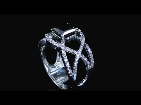 2.30  CT T.W.   SI2 G BLACK PRINCESS CUT DIAMOND RING 14K WHITE GOLD