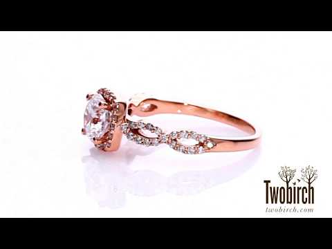 1 Ct. Round Halo Engagement Ring with Infinity Shank - TwoBirch - TB-ENG-226-RG-E7J