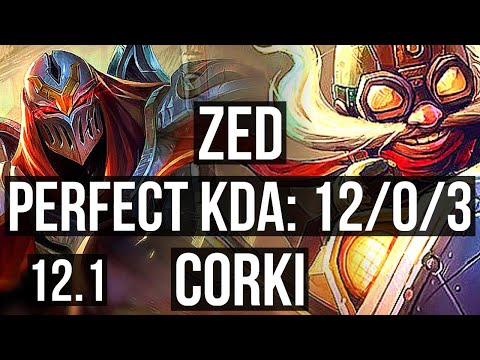 ZED vs CORKI (MID) | 12/0/3, Legendary, 800+ games, 1.0M mastery | NA Diamond | 12.1