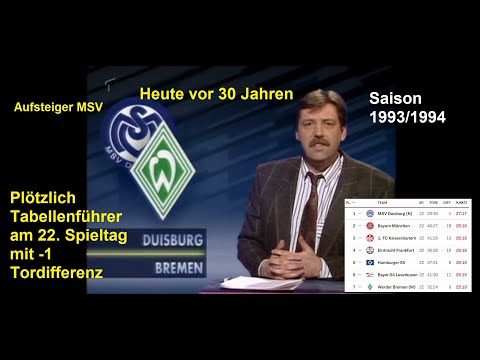 Saison 93/94 Aufsteiger MSV Duisburg plötzlich Tabellenführer mit -1 Tordifferenz!