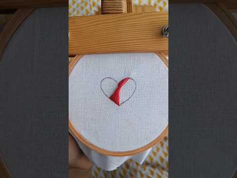 Easy embroidery Heart || Heart embroidery #shorts #youtubeshorts