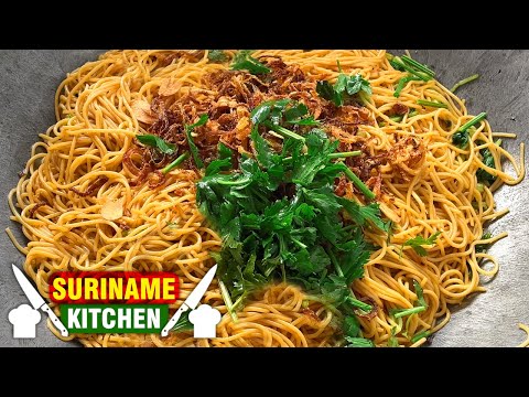 Bami Vegtarisch Met Kaisoi Groenten KOKEN IN SURINAME | Spaghetti Vegetarian With Kaisoi Vegetables