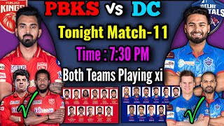IPL 2021 Match-11 | Delhi Capitals vs Punjab kings Match Playing xi | DC Vs PBKS Match Playing 11