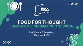 Food for Thought: Lunch-Time Information Session #2 - ESA Website & Resources 