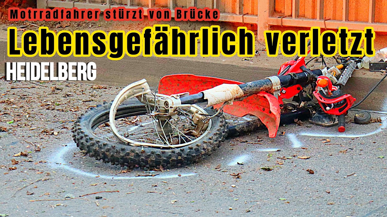 Horrorunfall - Motorradfahrer stürzt in Heidelberg bei Unfall von Brücke in die Tiefe
