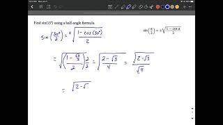 Half-Angle Formula | Evaluate sin(15) using Half-Angle Formula