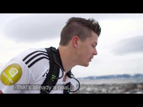 Norwegian Footballers Try To Assist A Goal From Atop A Skyscraper